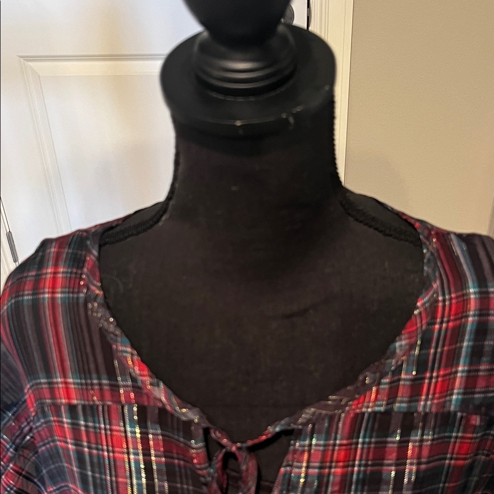 Cato Black and Red Checkered Peplum Blouse - Picture 7 of 11